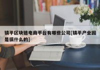 镇平区块链电商平台有哪些公司[镇平产业园是搞什么的]